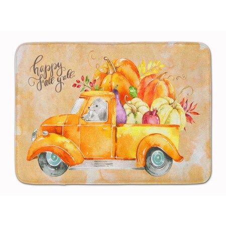 Carolines Treasures Fall Harvest White Poodle Machine Washable Memory Foam Mat CK2678RUG